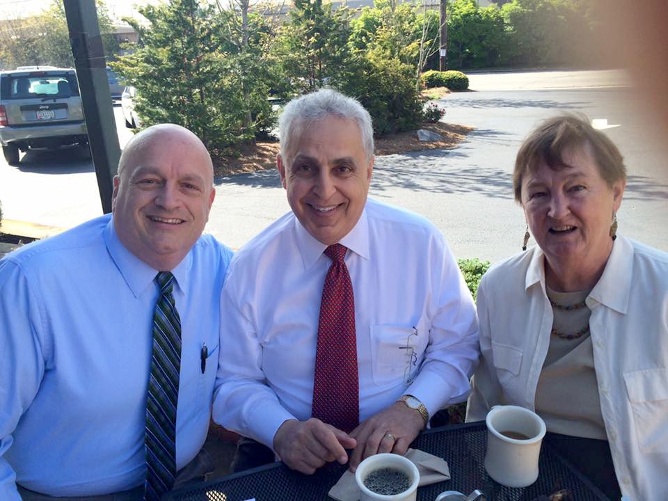 Mike Castle, .J Tarazi and Leslie Withers pause between sessions of the Atlanta summit. (Photo/Alliance of Baptists)