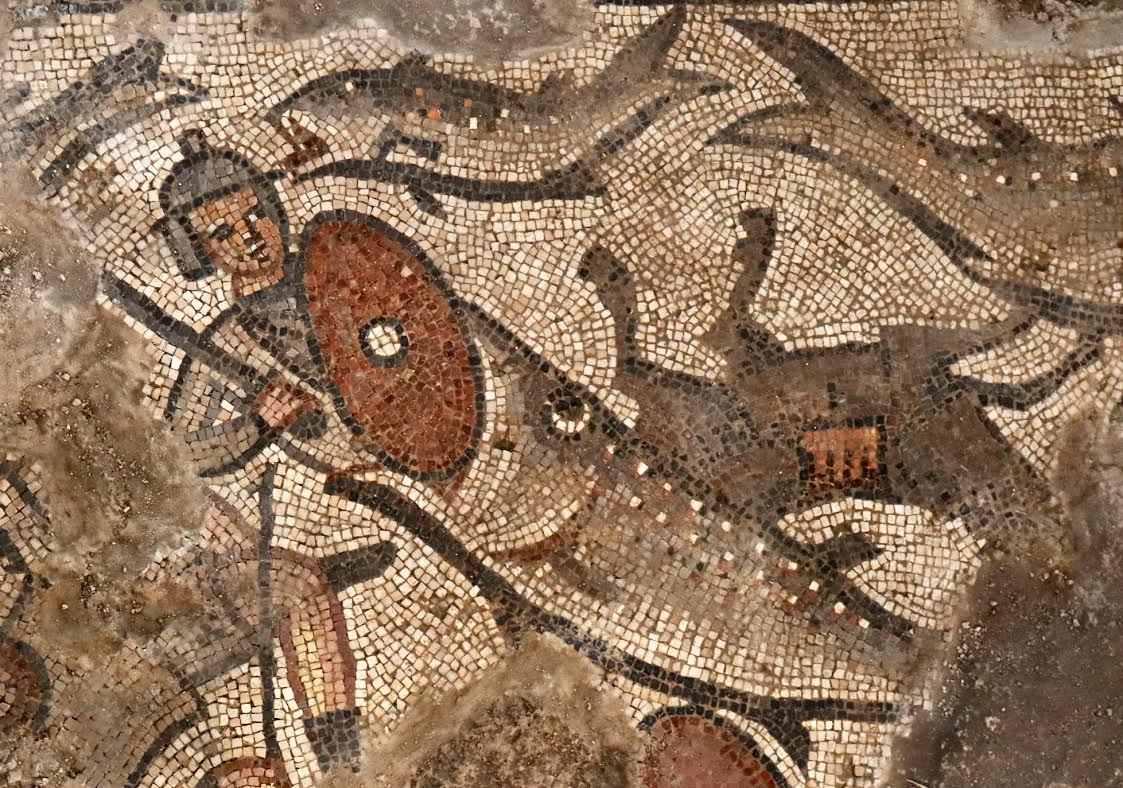 A mosaic discovered in an ancient synagogue in Israel depicting the parting of the Red Sea. (Photo/Baylor