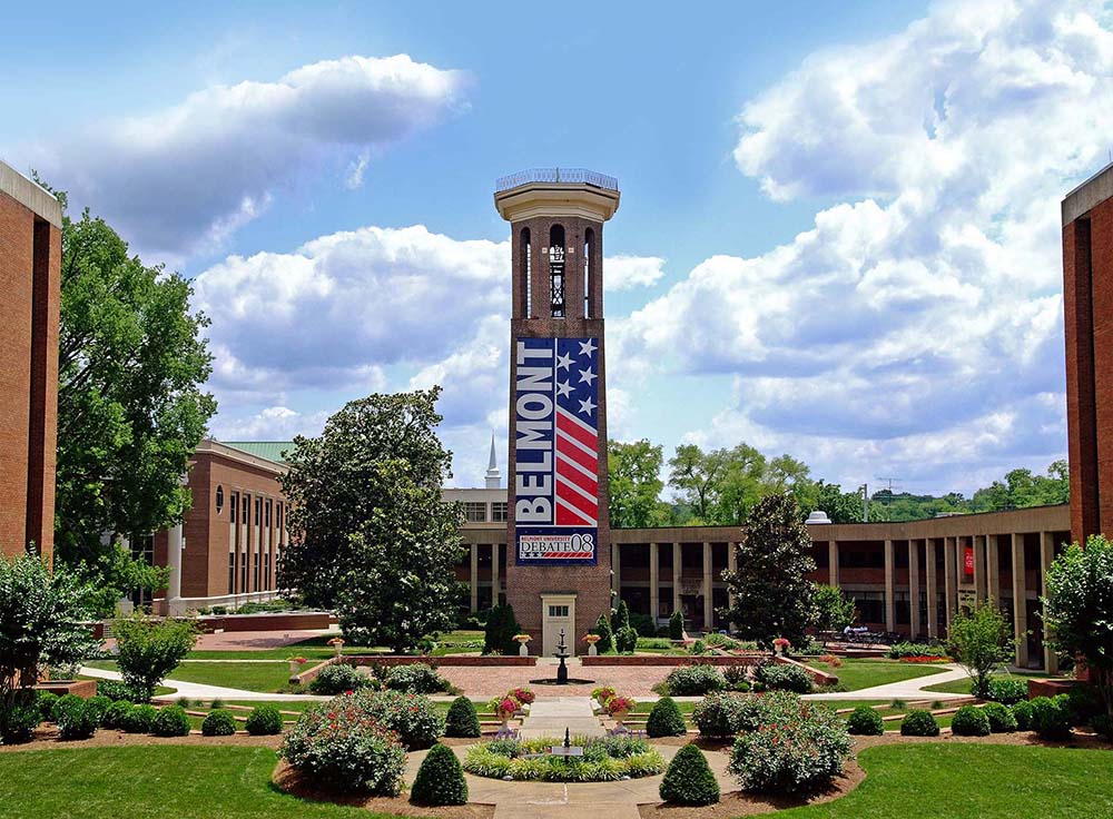 Belmont University, decked out as host for a U.S. presidential debate in 2008. 