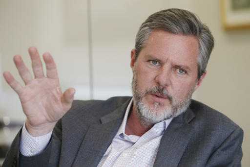 Liberty University president Jerry Falwell Jr., gestures during an interview in his offices at the school in Lynchburg, Va., Wednesday, Nov. 16, 2016. Liberty University, the world's largest Christian college and a mecca of conservative politics, students seem to be uniting after a divisive election that raised questions on campus about the college president's influence, open discourse, and practicality versus principles in choosing a candidate. (Photo/Steve Helber/AP)