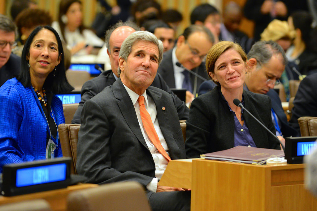 Senator John Kerry and U.S. Ambassador Samantha Powers at the United Nations. (Photo/U.S. State Department)