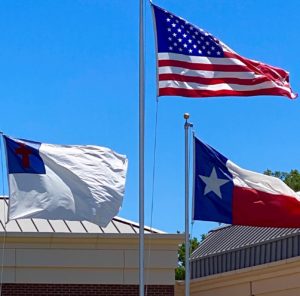 American, Christian and Texas Flags