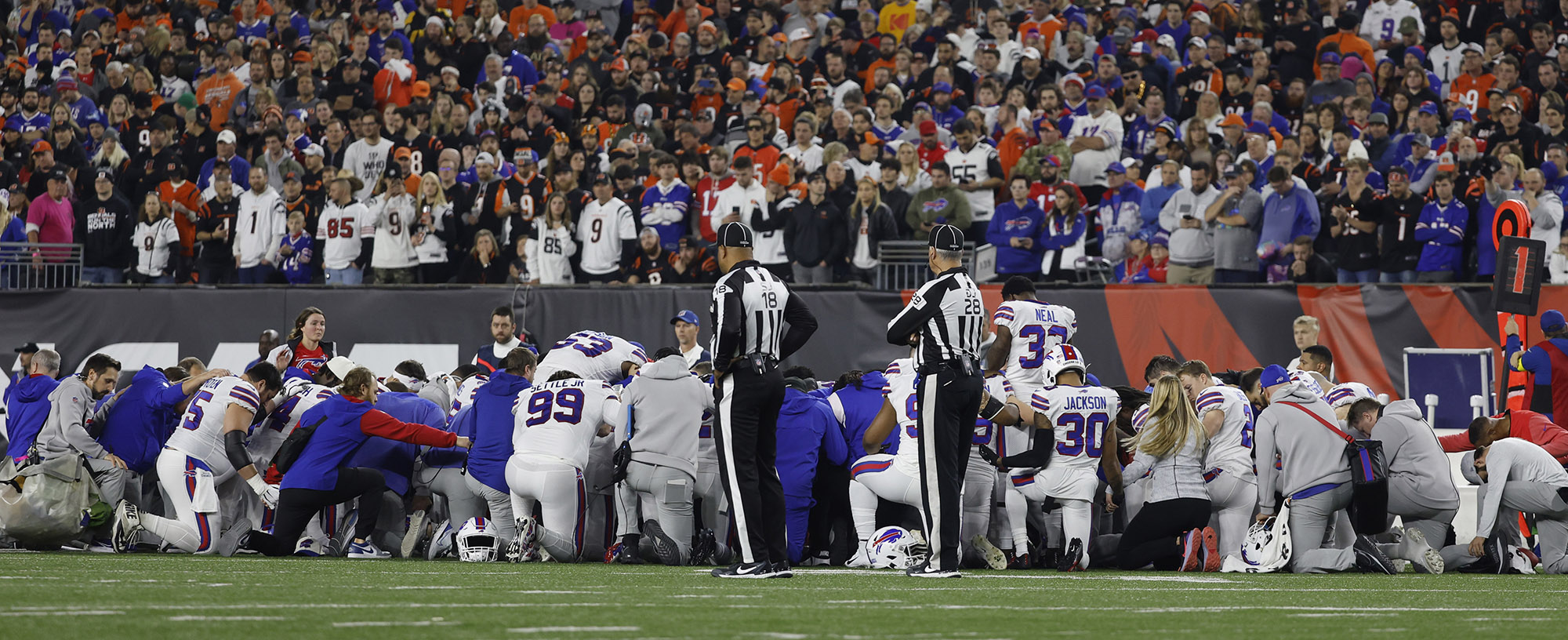 Bengals fans joined in the Lord's Prayer as Bills safety Damar